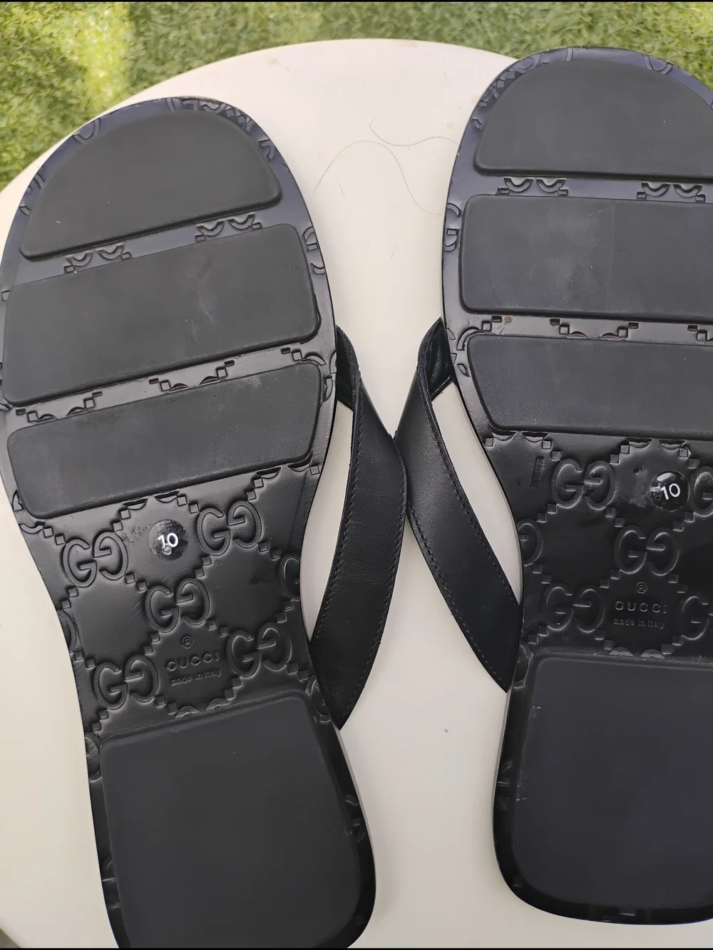 Tom Ford For Gucci Rare Black Embossed GG Leather Flip Flops